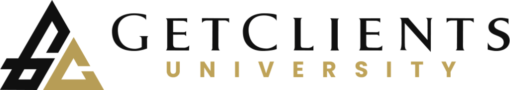 logo get clients university dark